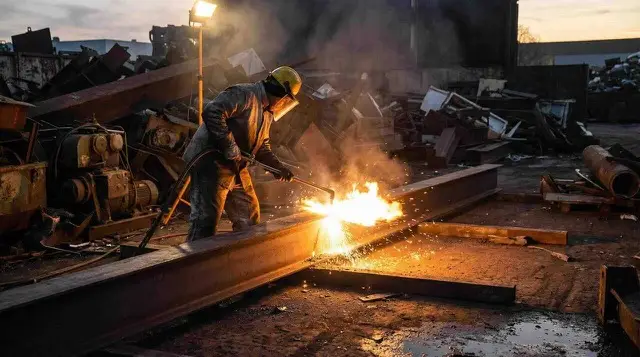 Polttoleikkaus työssä kipinät teräs